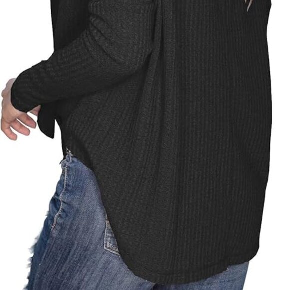 Waffle Knit Front Tie Top - Picture 3 of 7